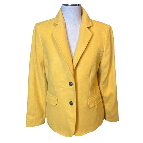 Talbots Blazer 6 Golden Yellow Wool Military Style Buttons NWOT - Picture 2 of 7